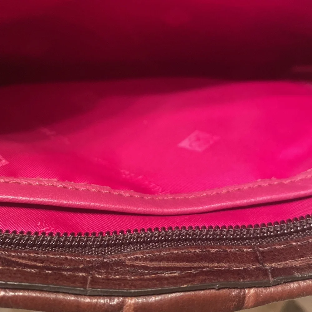 Donald Pliner Purse Bag Brown Suede w/studded leather trim Pink interior - Picture 9 of 14